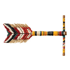 A Woven Cotton Arrow with Navajo Weaving Patterns S Isolated on Transparent Background