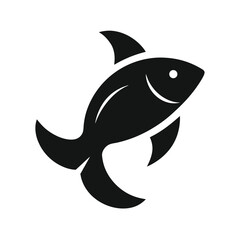 Simple silhouette illustration of a black fish on a white background isolated design element