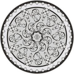 Vector floral ornamental circle in Oriental, Turkish, Arabic style. Great for traditional ethnic backgrounds, medallions, mandala, wedding decorations, greeting cards, labels, wallpapers, wall decor.	