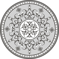 Vector floral ornamental circle in Oriental, Turkish, Arabic style. Great for traditional ethnic backgrounds, medallions, mandala, wedding decorations, greeting cards, labels, wallpapers, wall decor.	