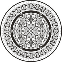 Vector floral ornamental circle in Oriental, Turkish, Arabic style. Great for traditional ethnic backgrounds, medallions, mandala, wedding decorations, greeting cards, labels, wallpapers, wall decor.	