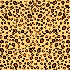 Abstract yellow brown of leopard seamless pattern textures, animal spotted textures in warm tones wallpaper background.