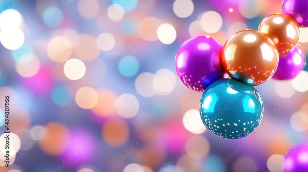 Poster glossy dot pattern background with 3d sphere effects in a colorful abstract style