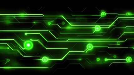 Glowing green circuit board pattern on black background