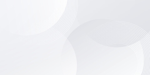 White geometric abstract background overlap layer on bright space with lines effect decoration. Modern graphic design element circles style concept for banner.