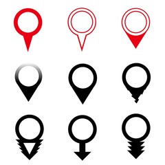 set of map pointers. Simple pin marker design. Vector illustration 