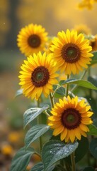Obraz premium Late autumn sunflowers, snow dusting, yellow backdrop, fall leaves , nature, backdrop