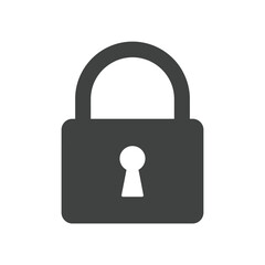 Minimalist Black Padlock Icon Representing Security and Privacy on a White Background