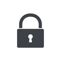 Minimalist Black Padlock Icon Representing Security and Privacy on a White Background