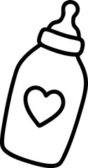 Baby Bottle With Heart Line Art Vector Illustration