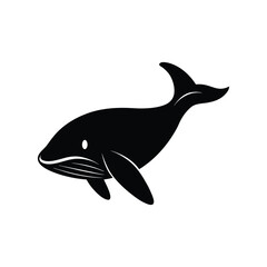 Silhouette of a whale head on white background