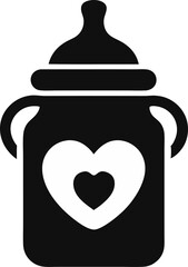 Baby Bottle With Heart Silhouette Vector Illustration