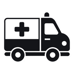 A simple black and white icon of an ambulance 1.