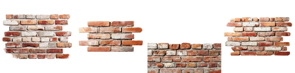 Obraz premium Closeup view of an old weathered brick wall with a textured patterned surface and signs of aging and erosion