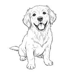 Happy Golden Retriever Sketch
