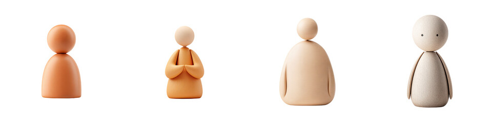 Minimalist wooden figurines in neutral tones