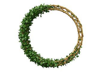 Obraz premium Floral golden wreath frame isolated on transparent background