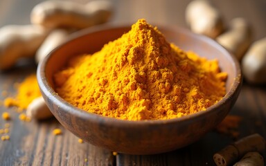 Turmeric root curcuma longa powder. High quality
