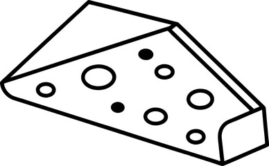 Cheese Wedge With Holes Line Art Vector Illustration