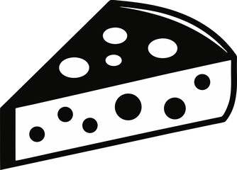 Cheese Wedge With Holes Silhouette Vector Illustration