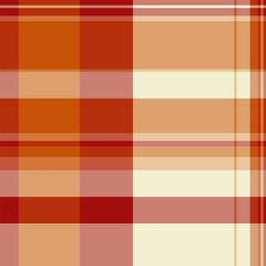 Store seamless check pattern, harmony vector plaid tartan. India fabric background texture textile in red and orange colors.