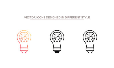 Creative Brain icon design with white background stock illustration