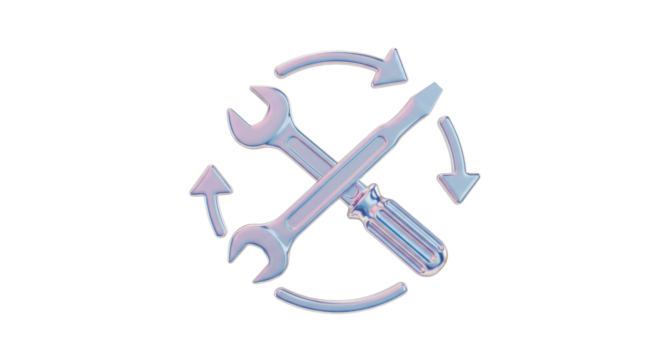 Isolated Iridescent Repair Tools Wrench Screwdriver Cycle Icon Service