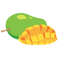 Vector image of Mango fruit with isolated white background and transparent