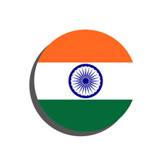 Round indian flag icon isolated on white background, india flag
