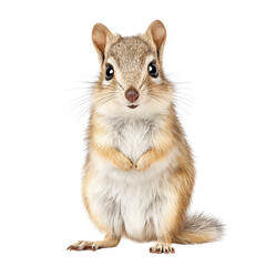 Obraz premium An adorable chipmunk poses playfully while standing isolated on white background.