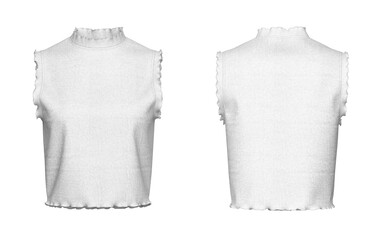 Womens tank top front back mockup white color 3d rendering transparent