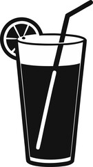 Glass Of Lemonade With Straw Silhouette Vector Illustration