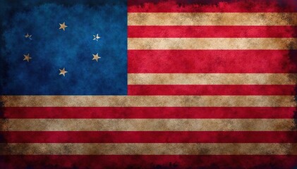 Naklejka premium Slightly weathered American flag, stars prominent, showing texture, old glory, photograph, stars