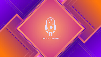 PODCAST BACKGROUND WITH GEOMETRIC SHAPES PURPLE ORANGE GRADIENT COLOR SIMPLE TEMPLATE DESIGN VECTOR. GOOD FOR COVER DESIGN, BANNER, WEB,SOCIAL MEDIA