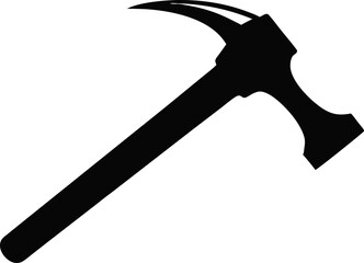 Hammer With Nail Silhouette Vector Illustration 