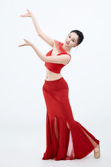 Beautiful dancers performing traditional Chinese folk dance, Dai dance