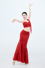 Beautiful dancers performing traditional Chinese folk dance, Dai dance