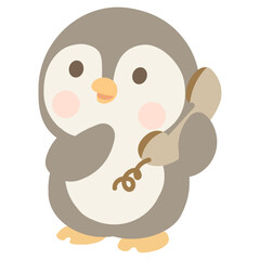Cartoon Penguin Talking on the Phone