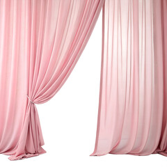Pink curtains isolated on white background