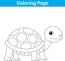 Funny cartoon tortoise. Coloring pages. Vector illustration