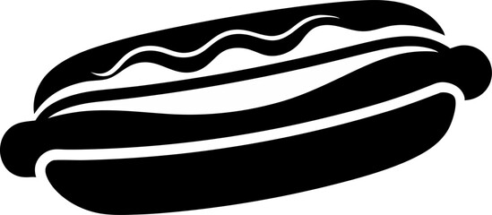 Hotdog In Bun Silhouette Vector Illustration 