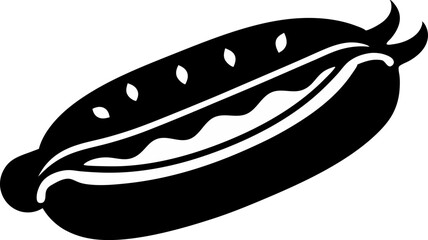 Hotdog In Bun Silhouette Vector Illustration 