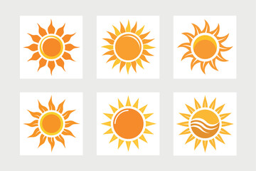 Fototapeta premium A set of sun icon vector art illustration.