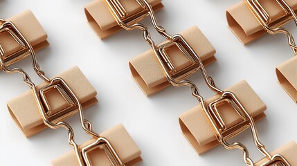 Geometric paperclips, beige and gold
