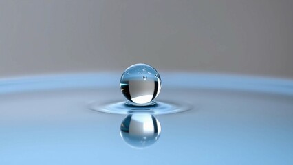 Realistische Makroaufnahme eines einzelnen Wassertropfens mit Spiegelung auf glatter Fl&auml;che &ndash; rein, ruhig und minimalistisch.