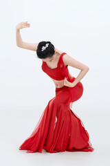 Fototapeta premium Beautiful dancers performing traditional Chinese folk dance, Dai dance