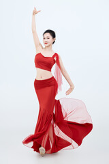 Beautiful dancers performing traditional Chinese folk dance, Dai dance