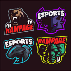 4 Set animal e-sport logo