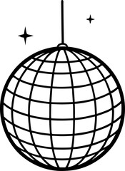 Mirror Ball Disco Line Art Vector Illustration