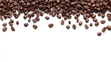 Roasted Coffee Beans Border on White Background for Product Placement
